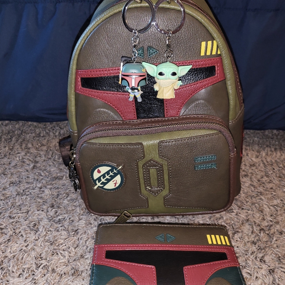 Loungefly boba fett mini backpack with wallet